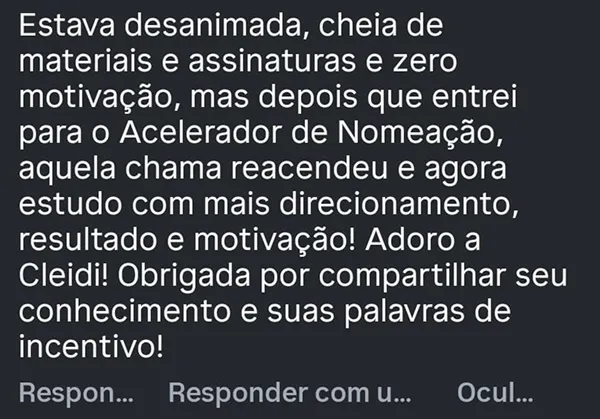 Depoimento de aluno do Acelerador de Nomeação