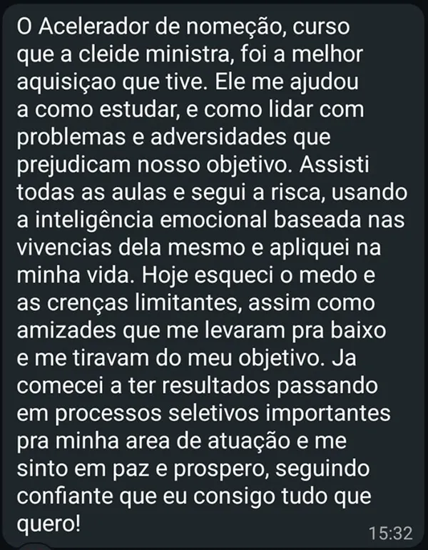 Depoimento de aluno do Acelerador de Nomeação